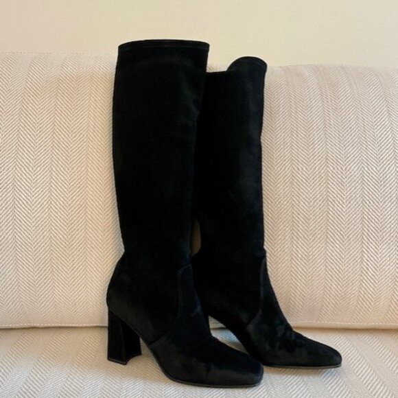Stuart Weitzman Black Suede High Heel Boots – Back Zip – Size 6 – Made in Spain - Picture 5 of 10